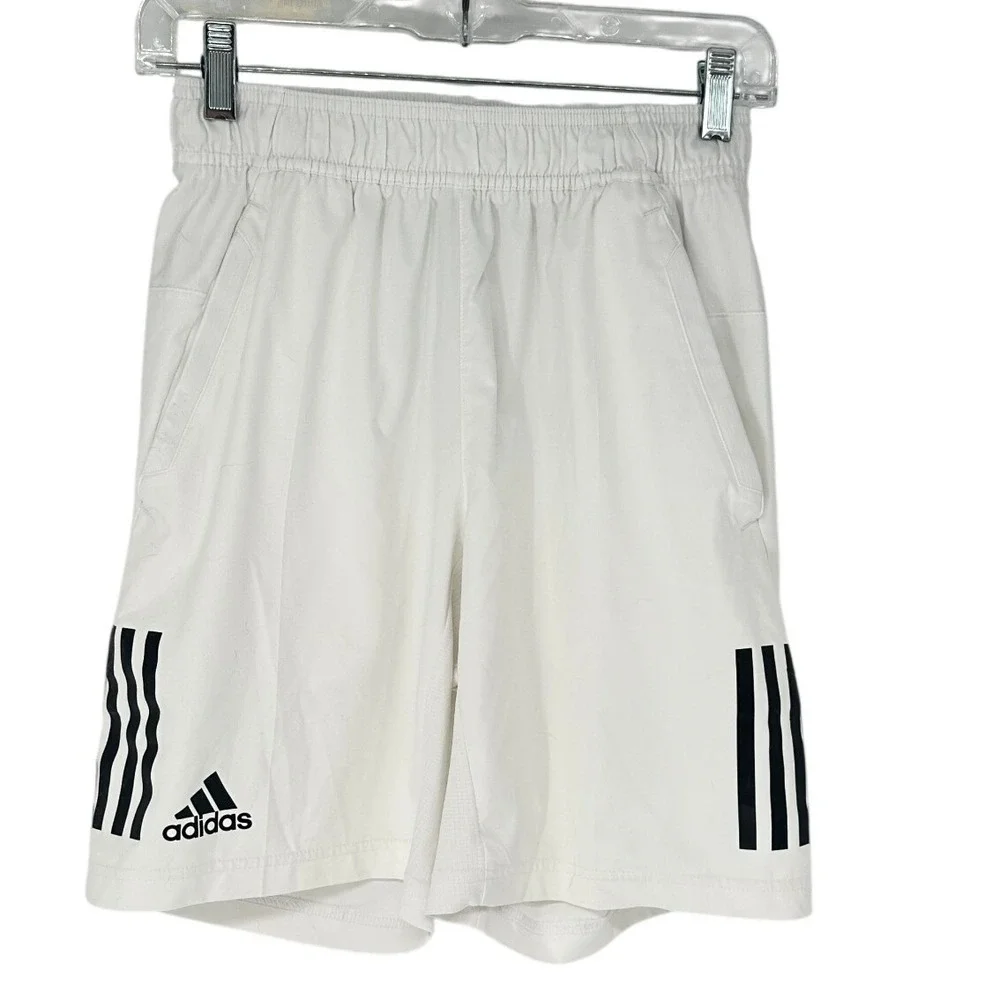 Adidas Athletic Shorts Mens Small White Climacool 3-Stripes Gym Training 7058-IO